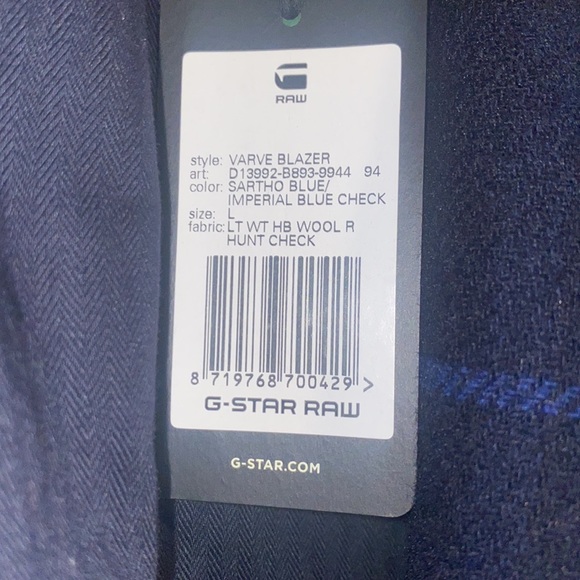 G-STAR RAW Wool Varve Blazer Hunt Check Size L NWT - Picture 2 of 12